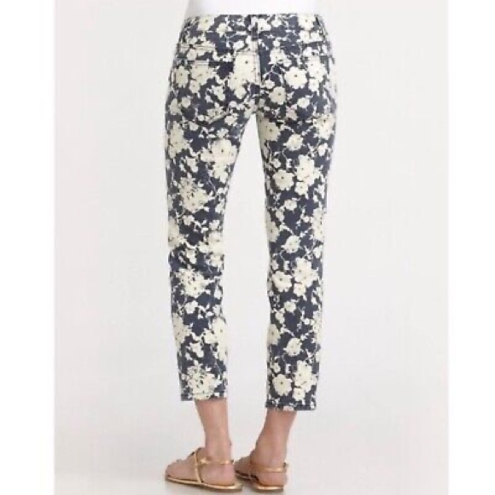Tory Burch Alexa Floral Print Cropped Skinny Jeans